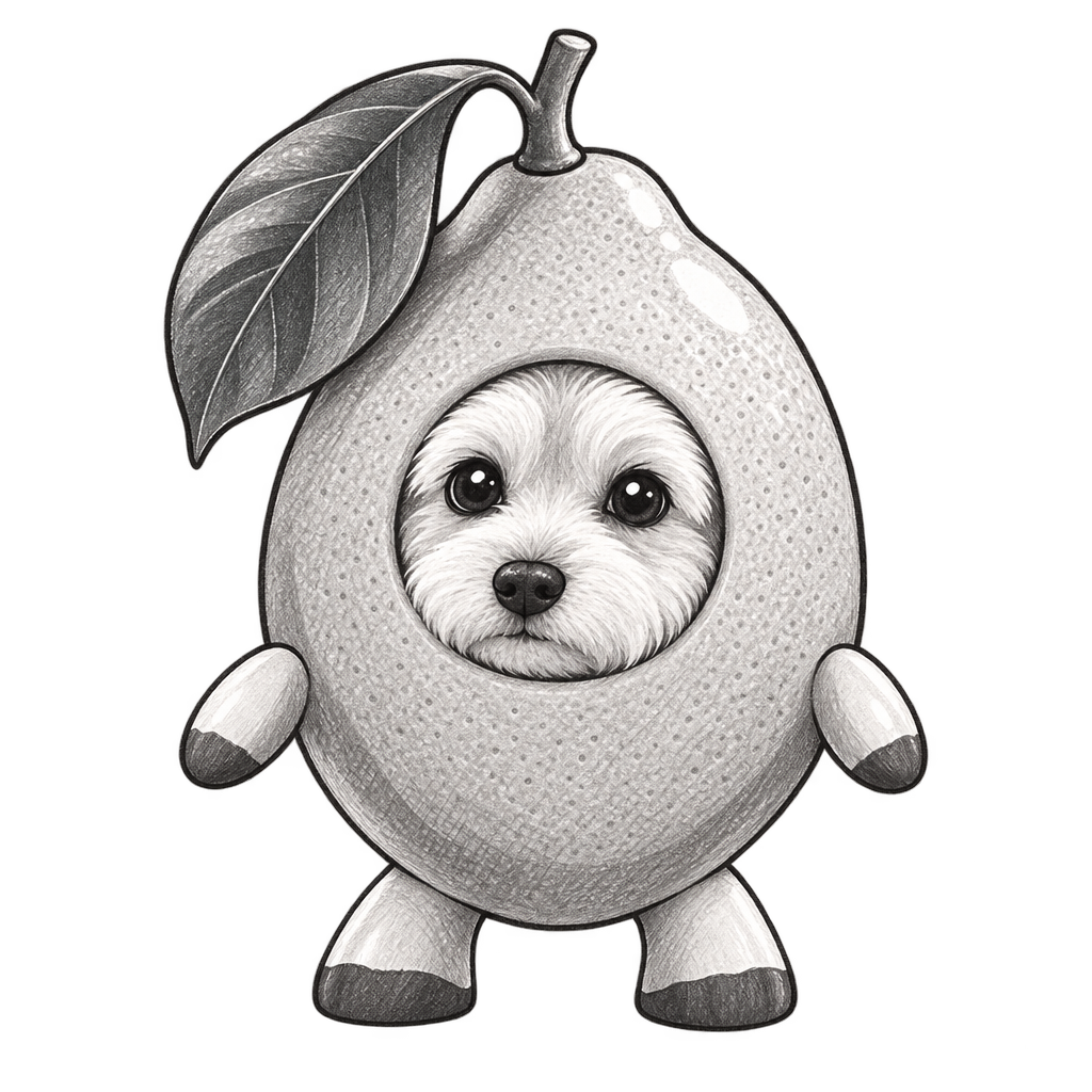Graphite pencil rendering of The Lemon Dog standing at attention